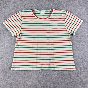 Atlantic Pacific x Lake Pocket Tee Shirt Womens L Striped Pima Coastal Preppy